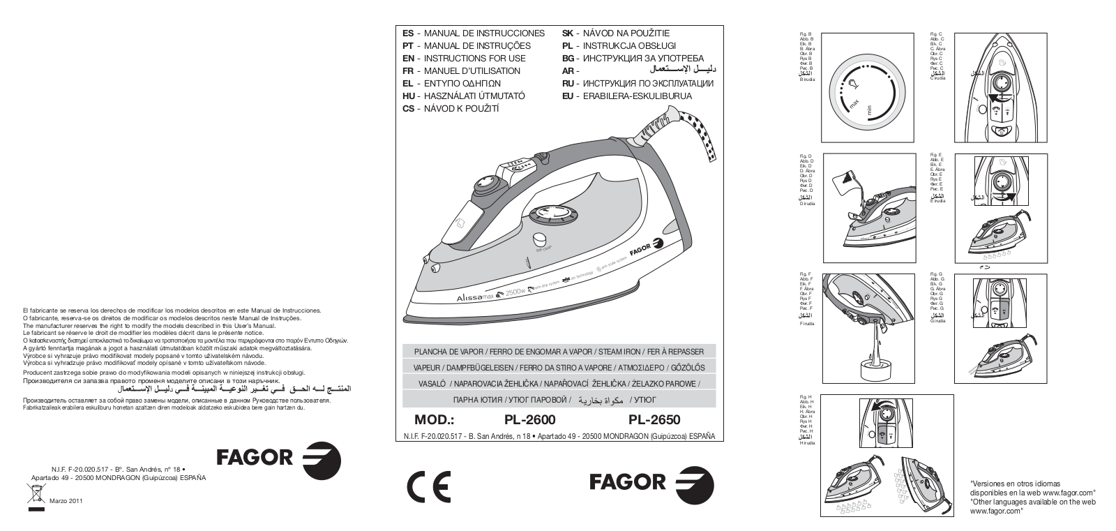 Fagor PL-2650 User Manual