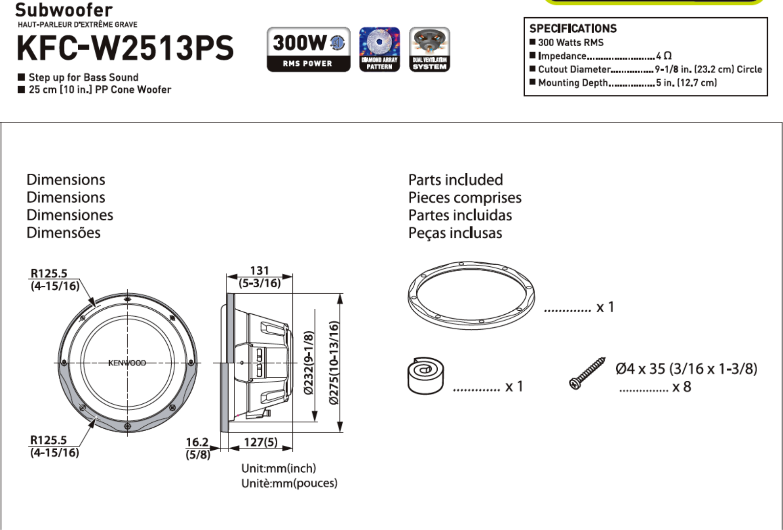 Kenwood KFC-W2513PS User Manual