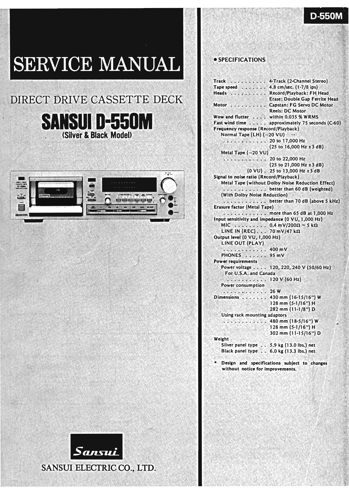 Sansui D-550-M Service Manual