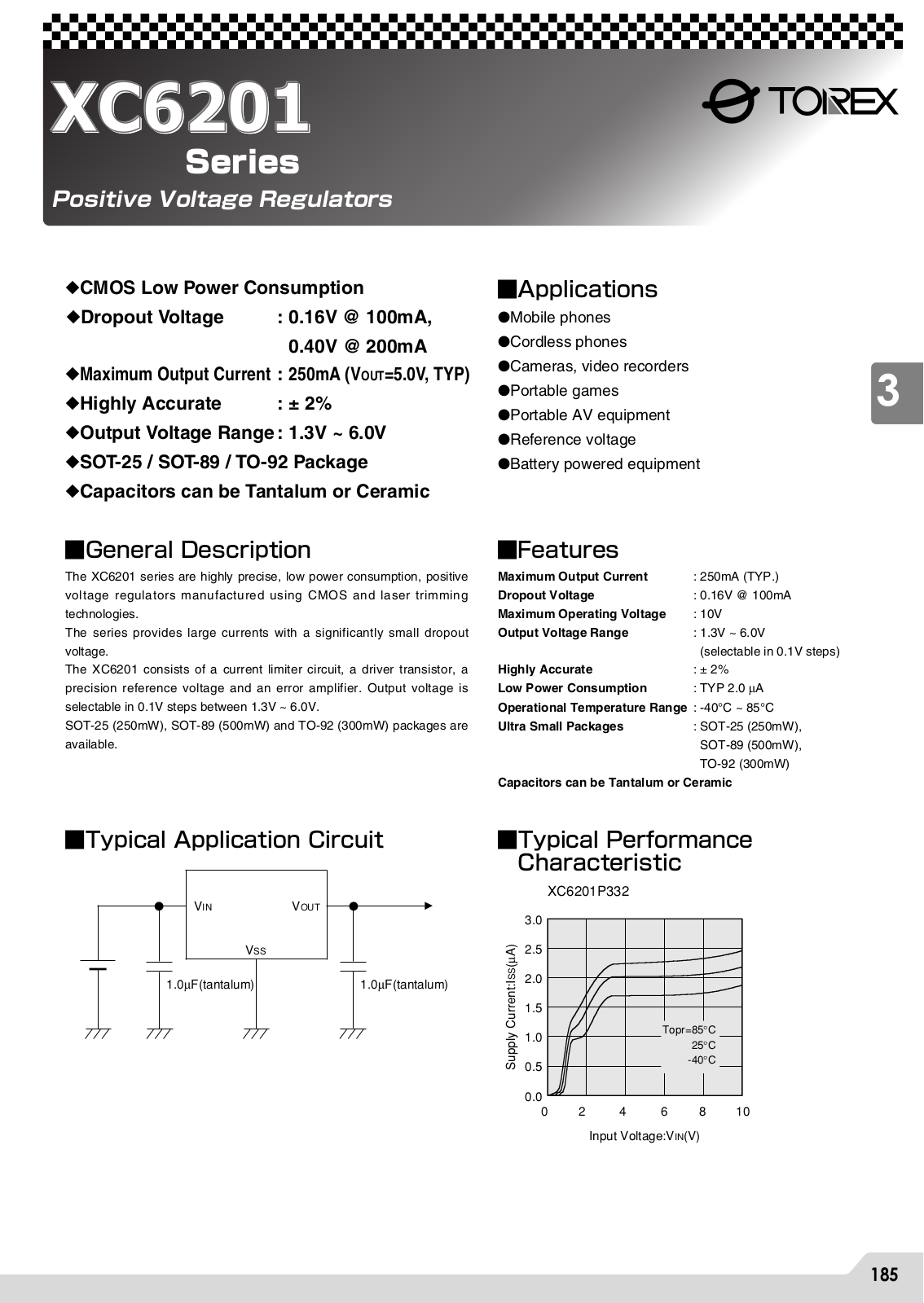 Torex Semiconductor Ltd XC6201P602TH, XC6201P602TB, XC6201P592TH, XC6201P592TB, XC6201P592MR Datasheet