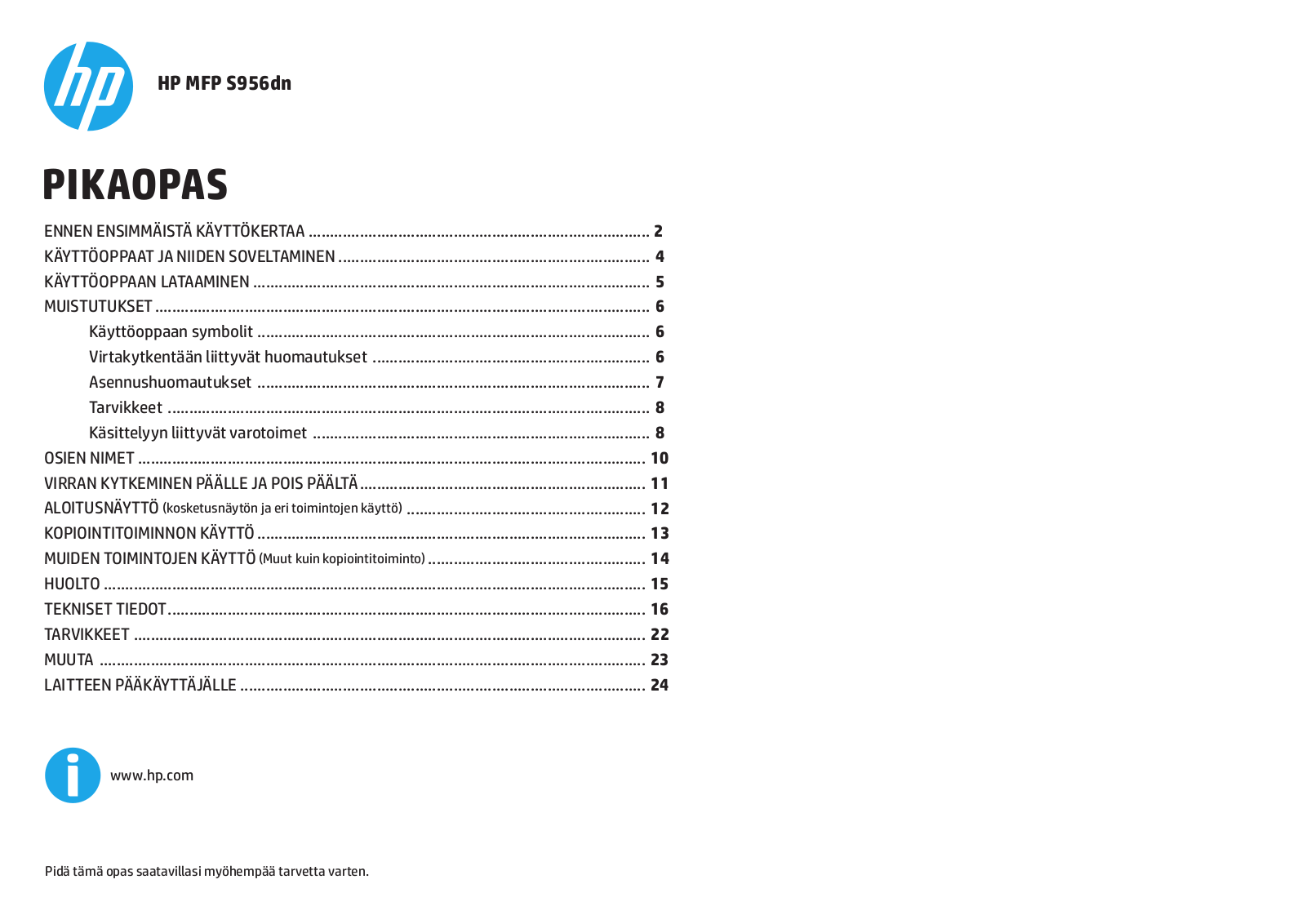 HP S956dn QUICK GUIDE