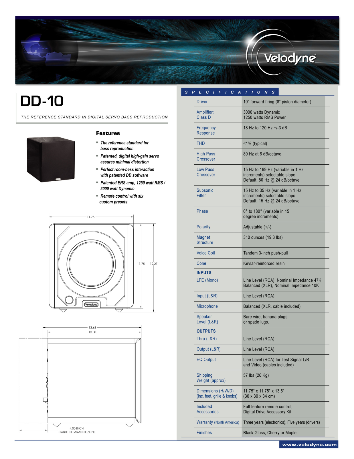 Velodyne DD-10 DATASHEET