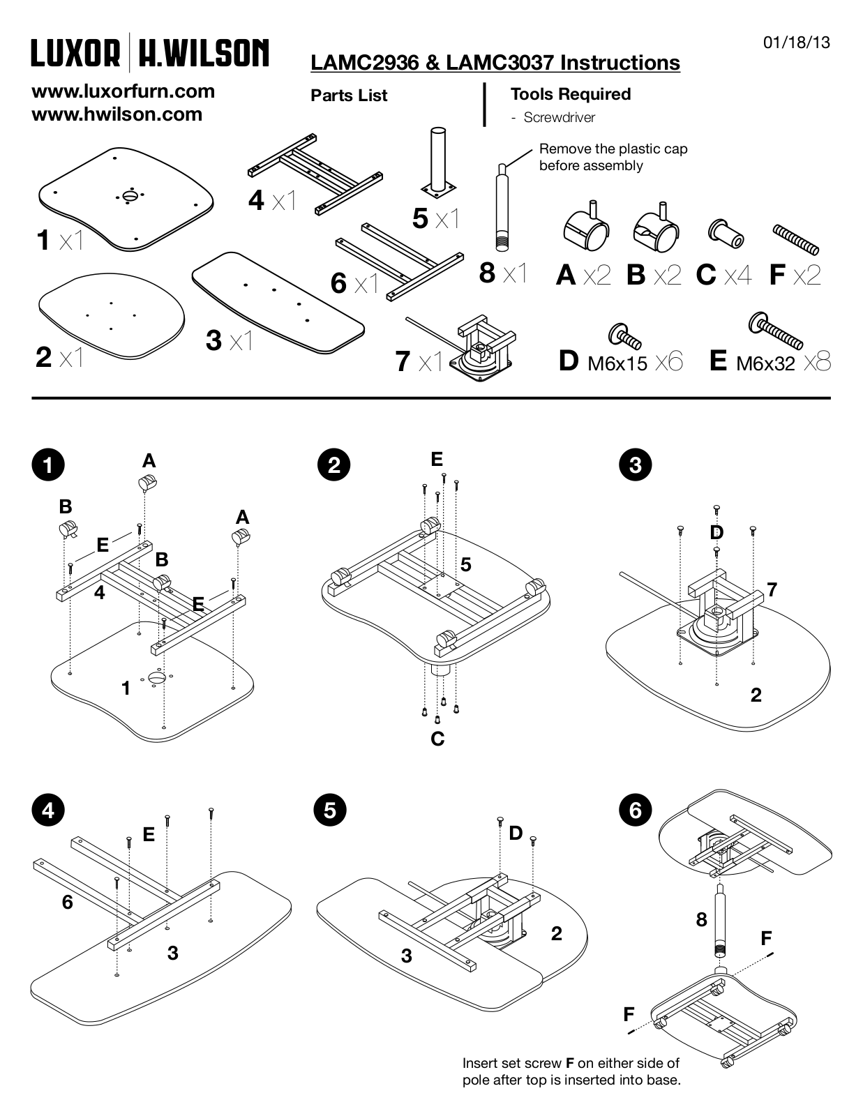 Luxor|H.Wilson LAMC3037 User Manual