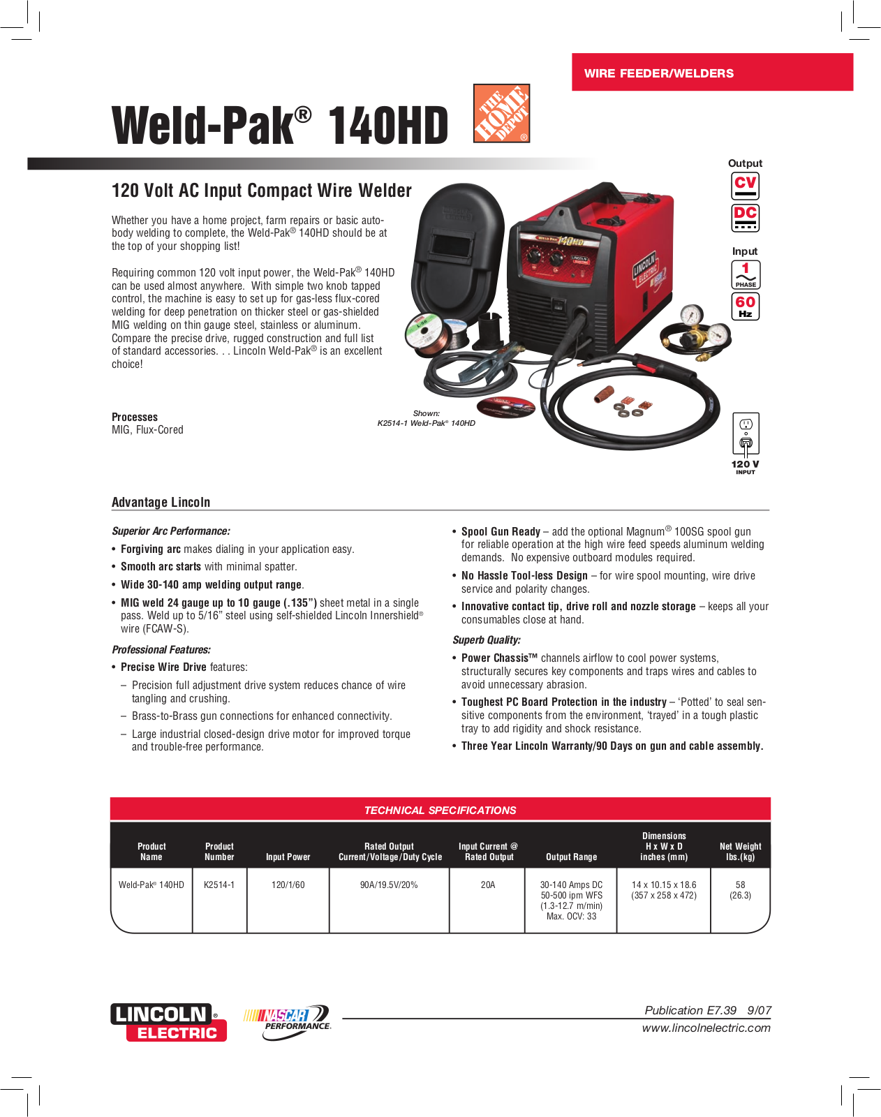 Lincoln Electric 140HD K2514-1 User Manual