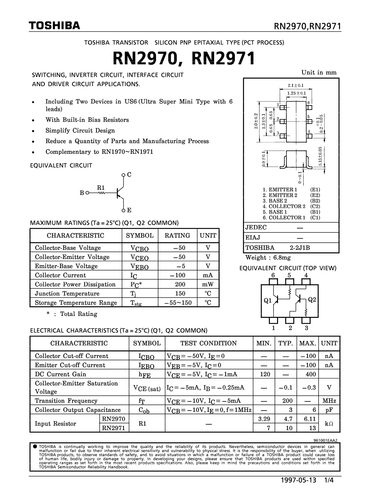 TOSHIBA RN2970, RN2971 User Manual