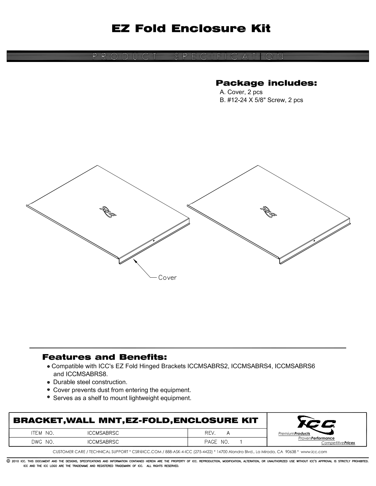 ICC ICCMSABRSC Specsheet