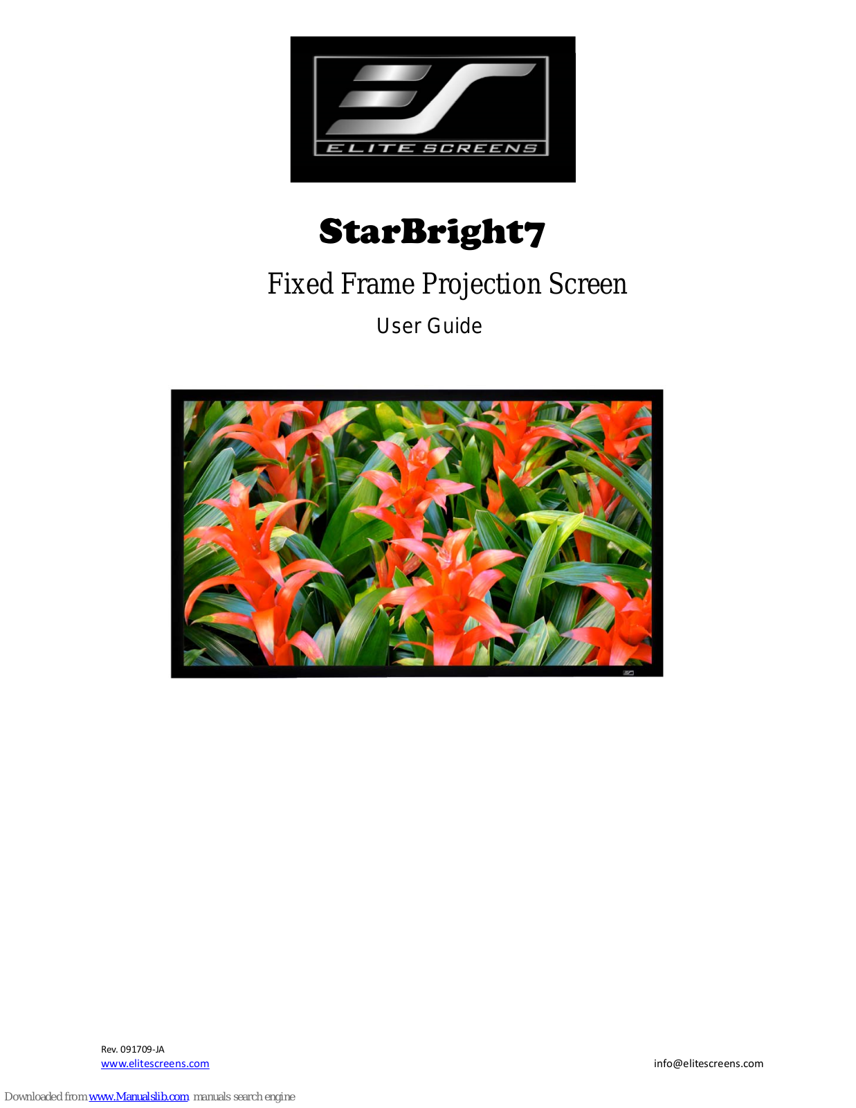 Elite Screens StarBright7, R76H-G7, R88H-G7, R103H-G7, R121H-G7 User Manual