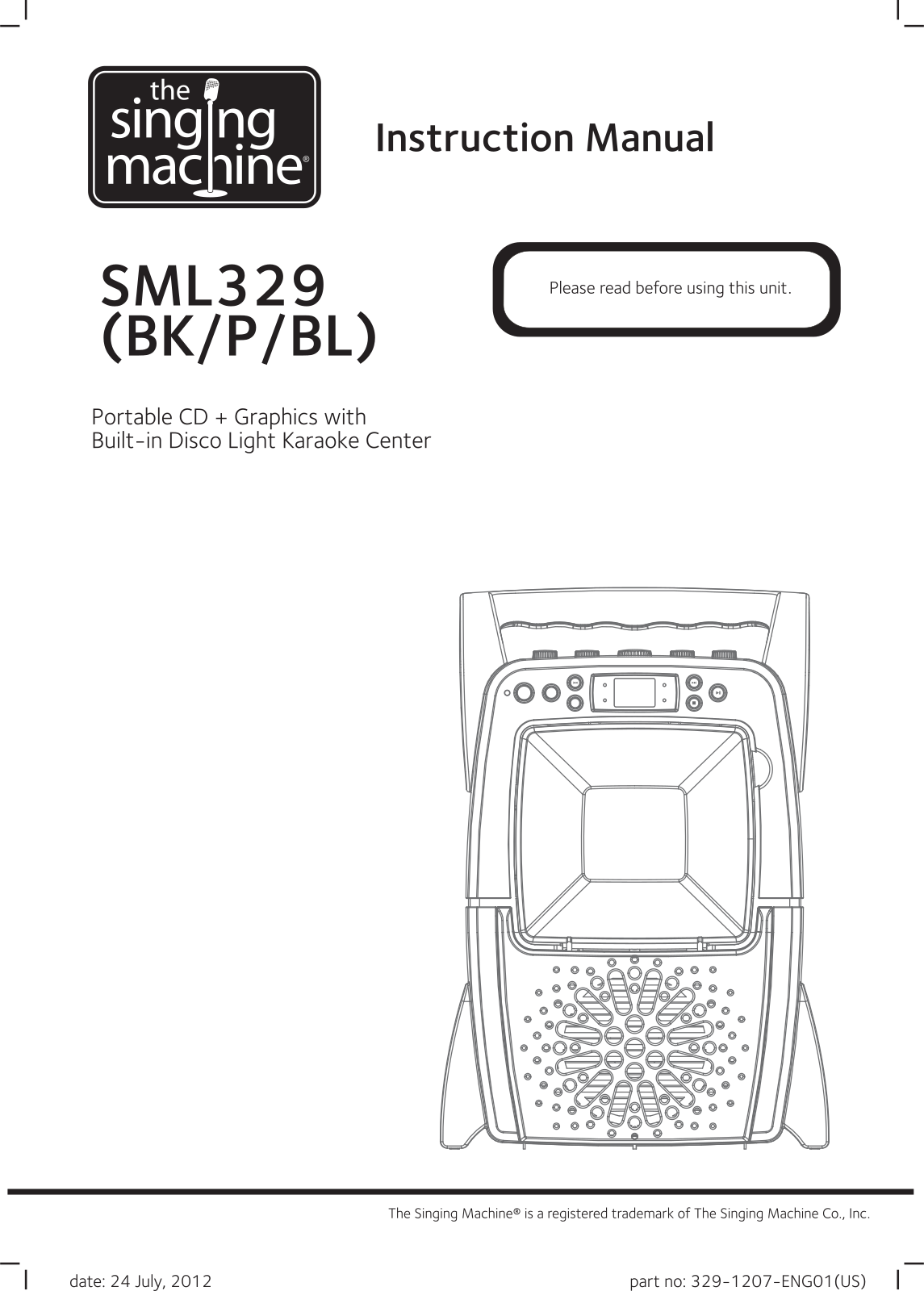 The Singing Machine SML329-BK-P-BL User Manual