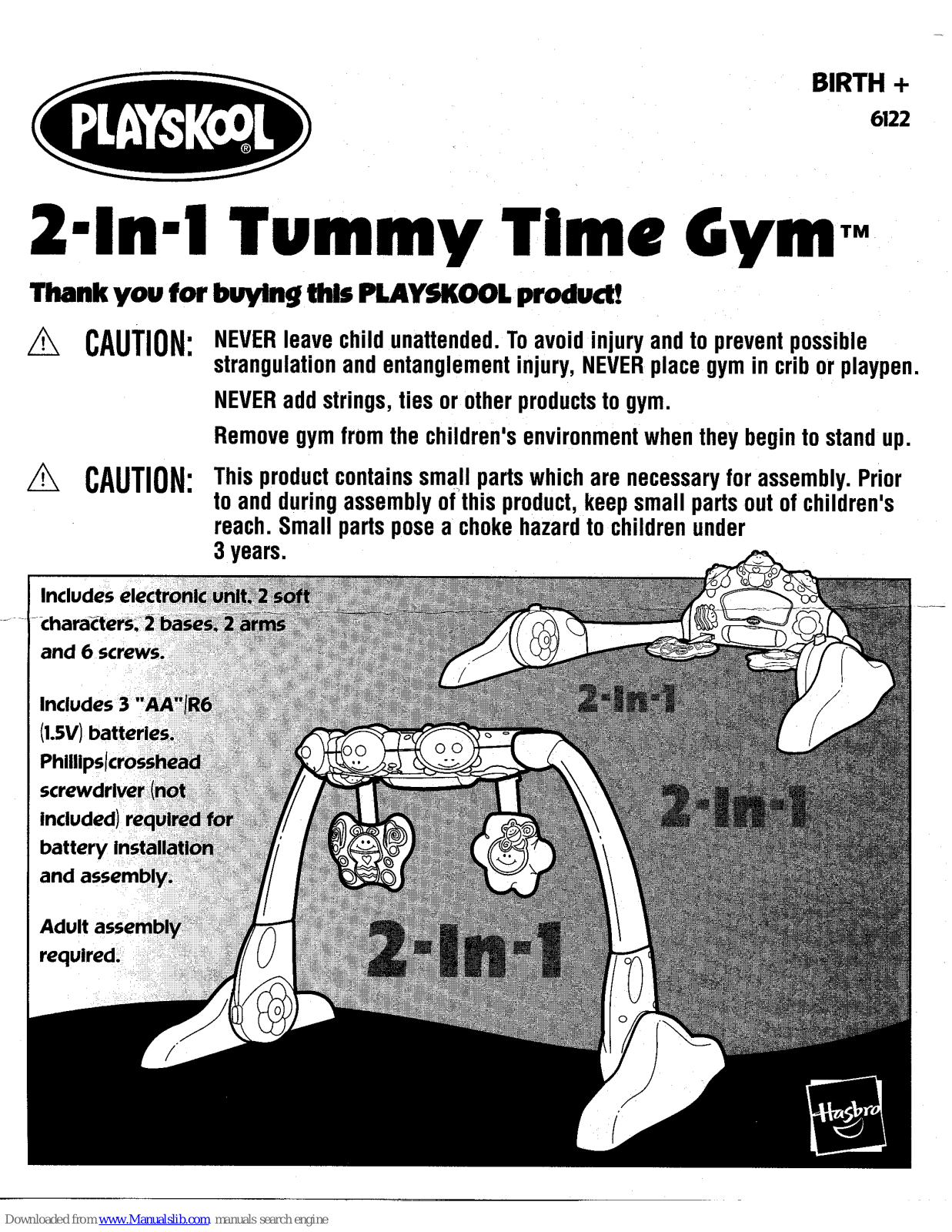 Playskool Tummy Time Gym 6122, 2-in-1 Tummy Time Gym 6122 Instruction Manual