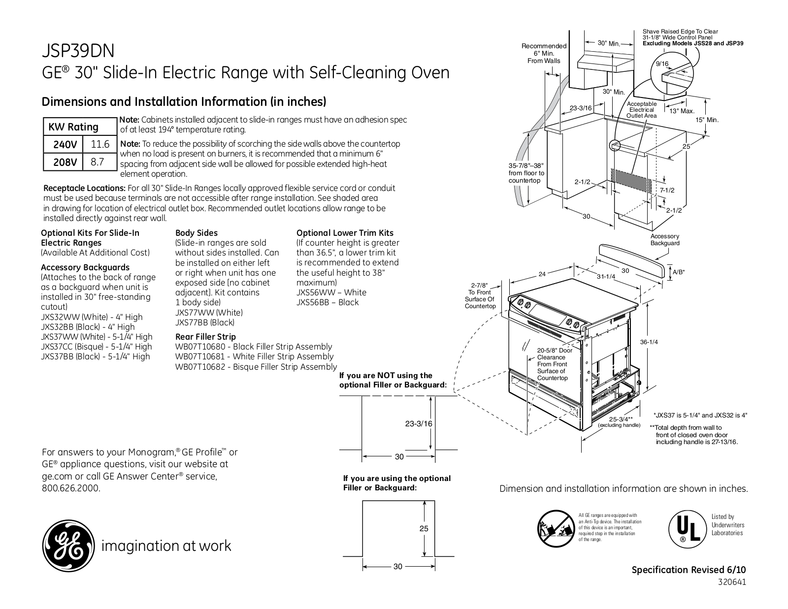 General Electric JSP39DNBB User Manual