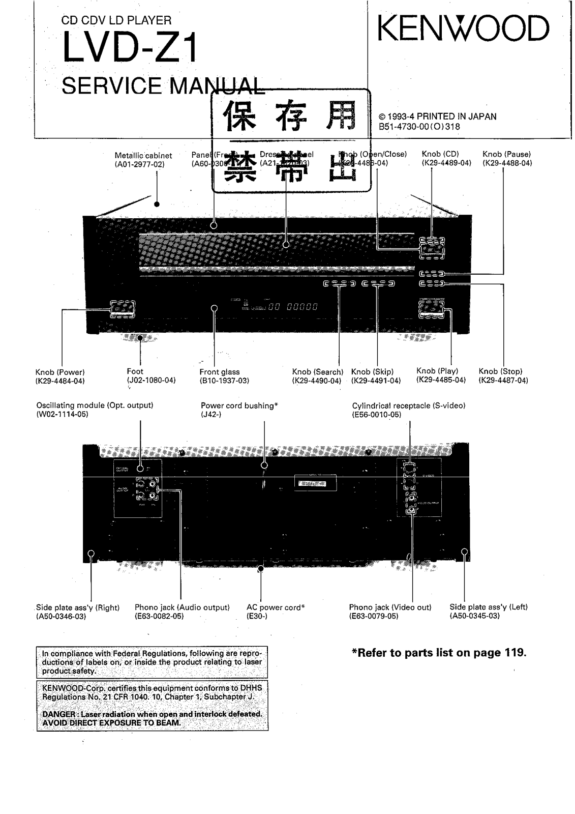 Kenwood LVD-Z1 Schematic