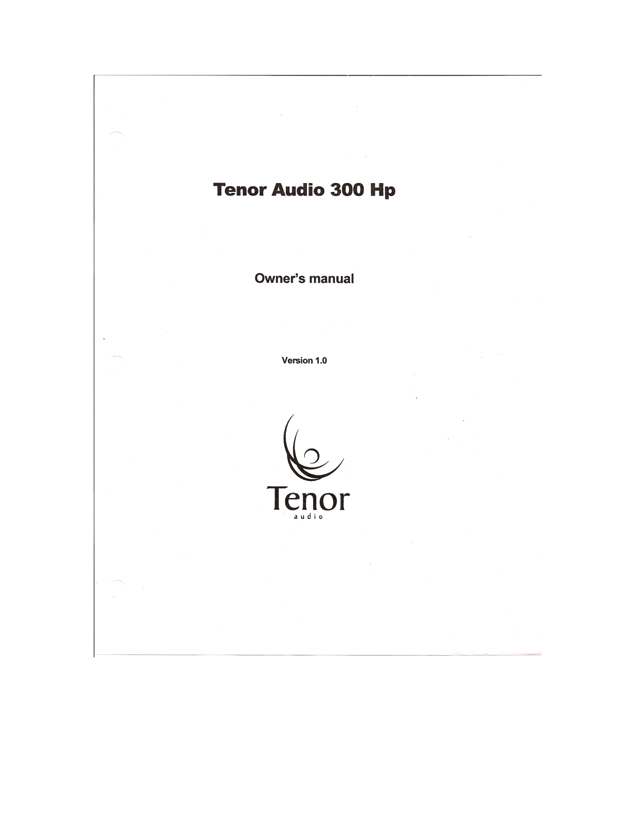 Tenor Audio HP-300 Owners manual