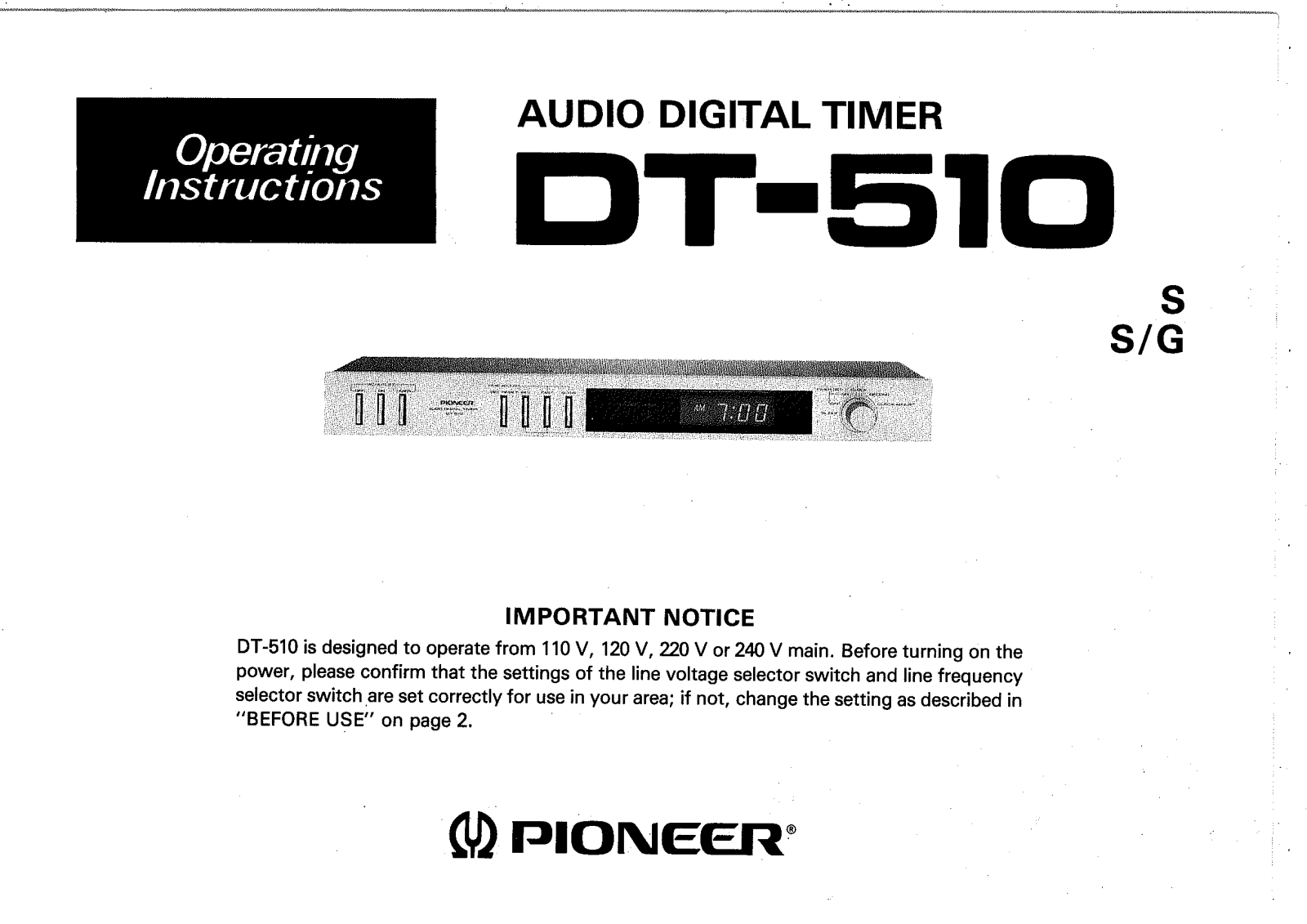 Pioneer DT-510 Owners manual