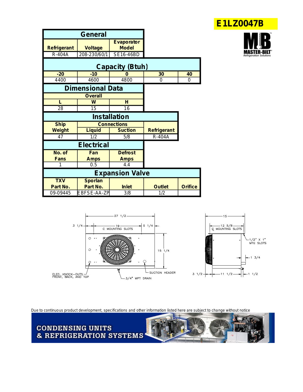 Master-Bilt SE16-46BD User Manual