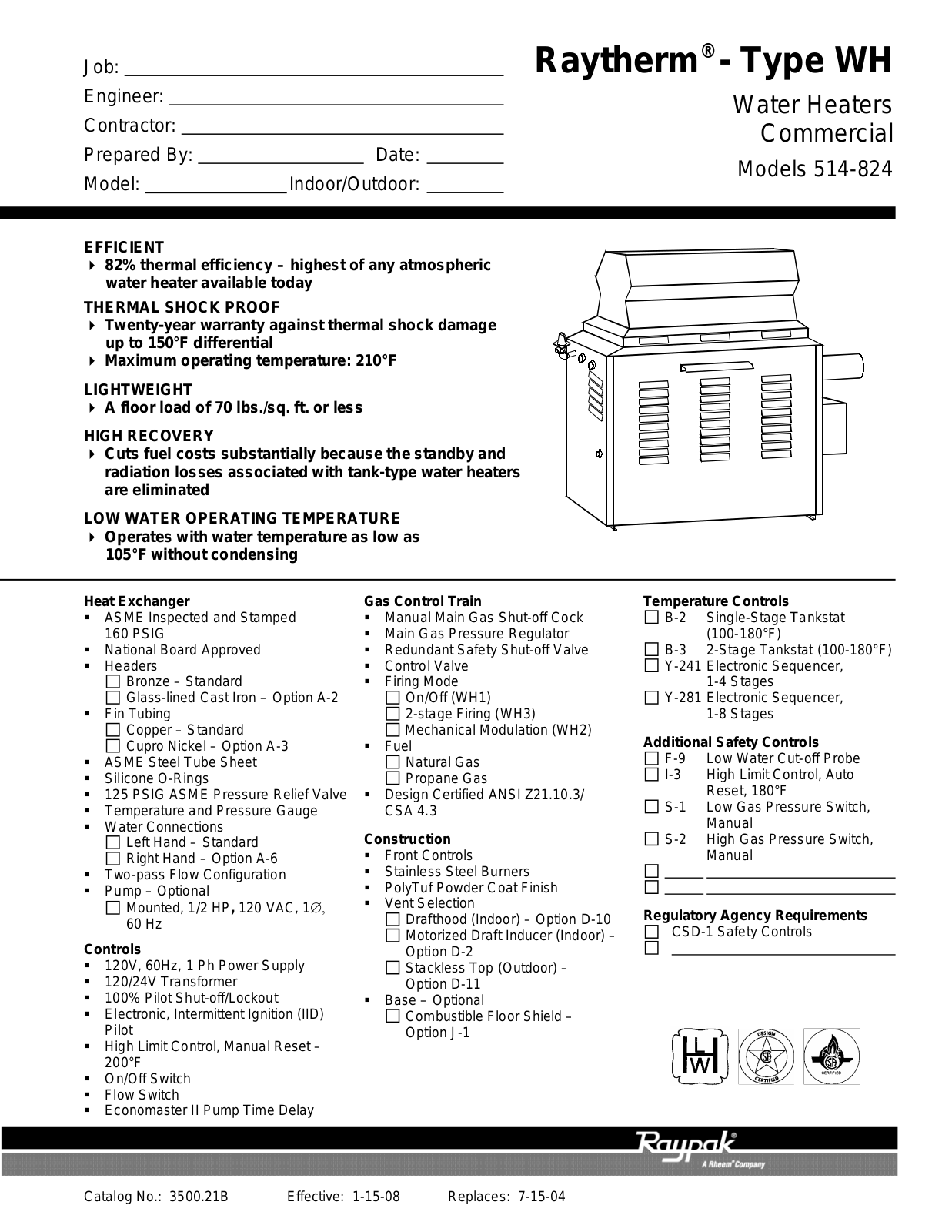 Raypak WH-624 User Manual