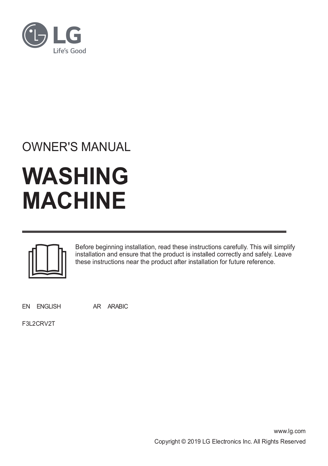 LG F3L2CRV2T Owner’s Manual