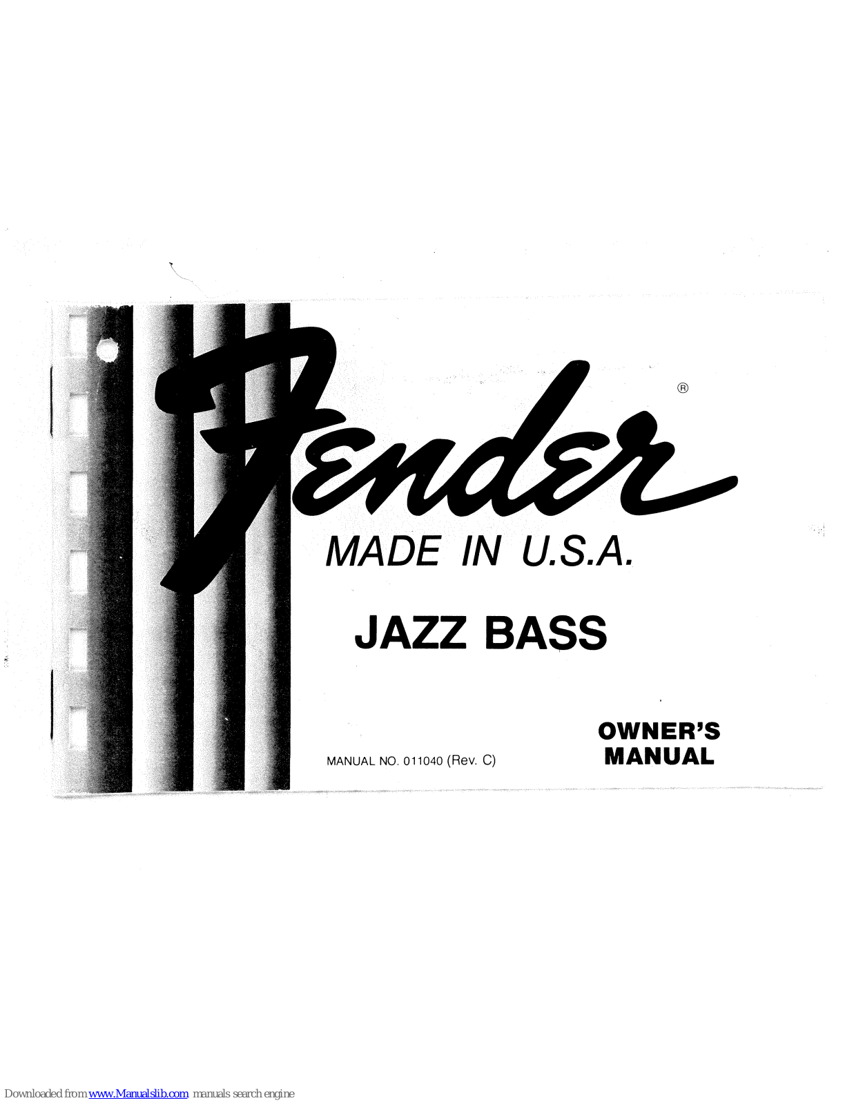 Fender 11040, JAZZ BASS Owner's Manual