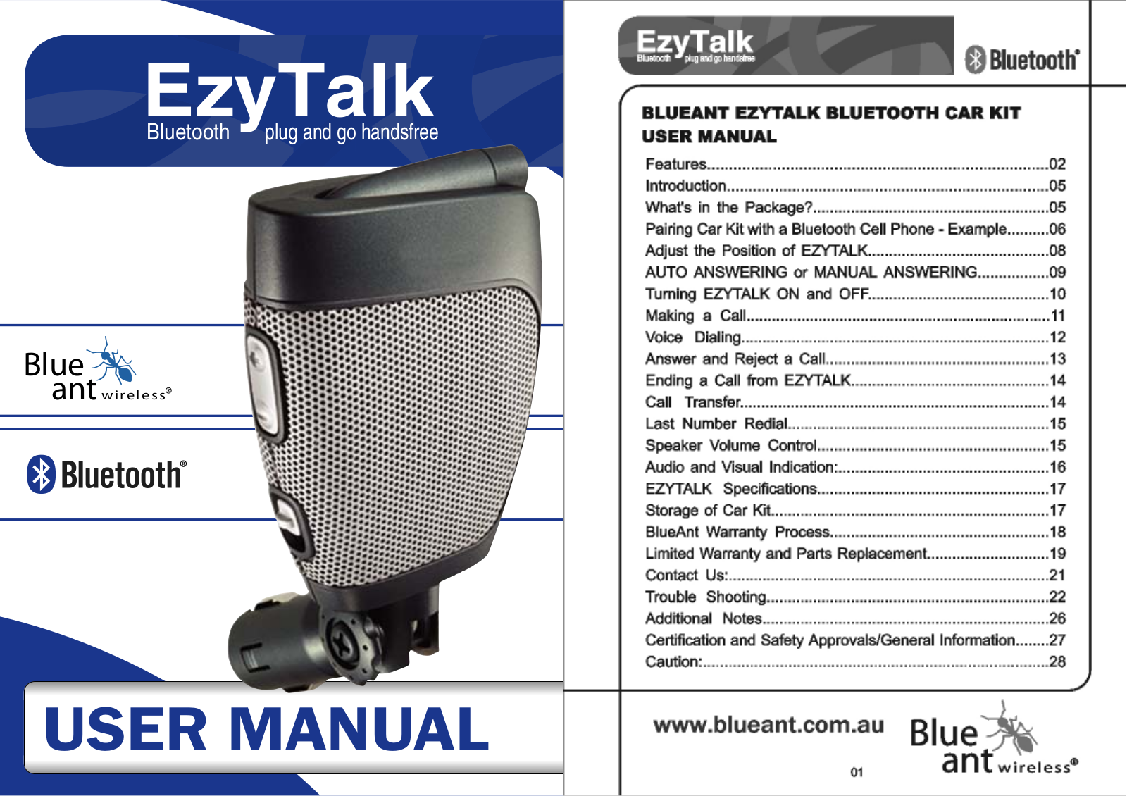 BlueAnt Wireless EzyTalk User Manual