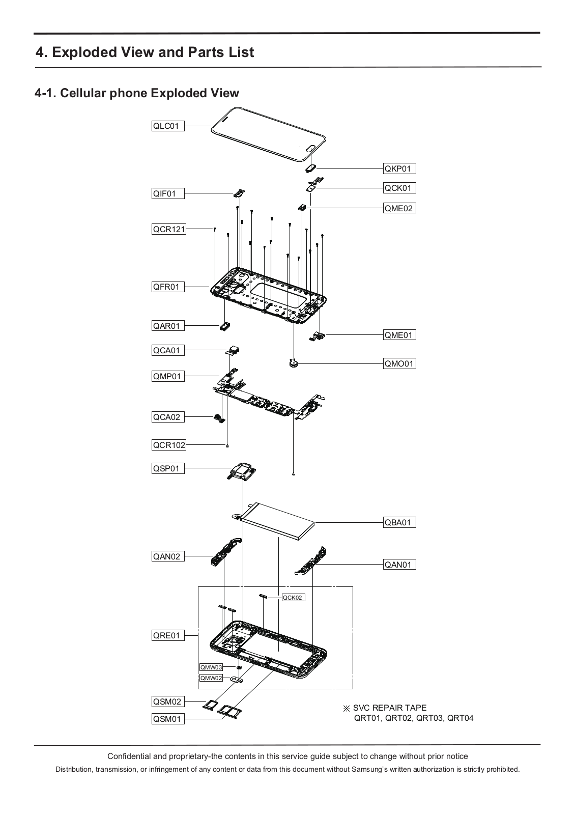 Samsung Galaxy J3 2017, SM-J330F Exploded-View