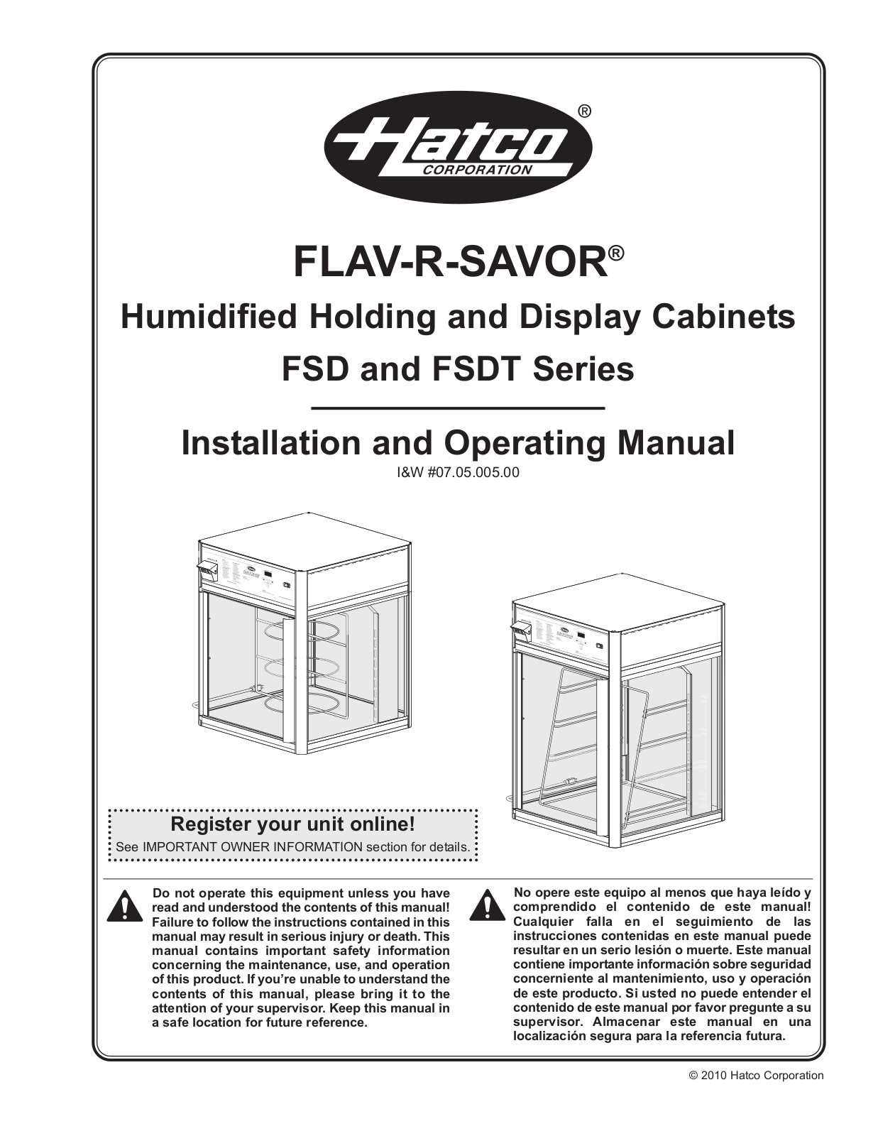 Hatco FSDT-2 Installation Manual