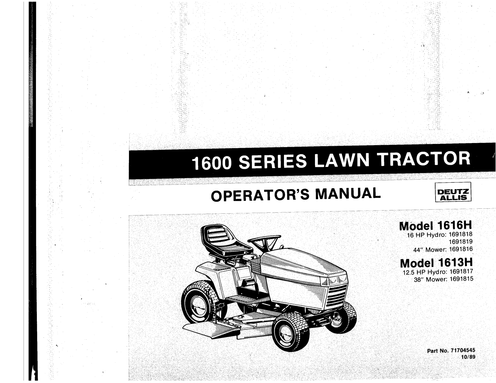 Snapper 1613H, 1616H User Manual