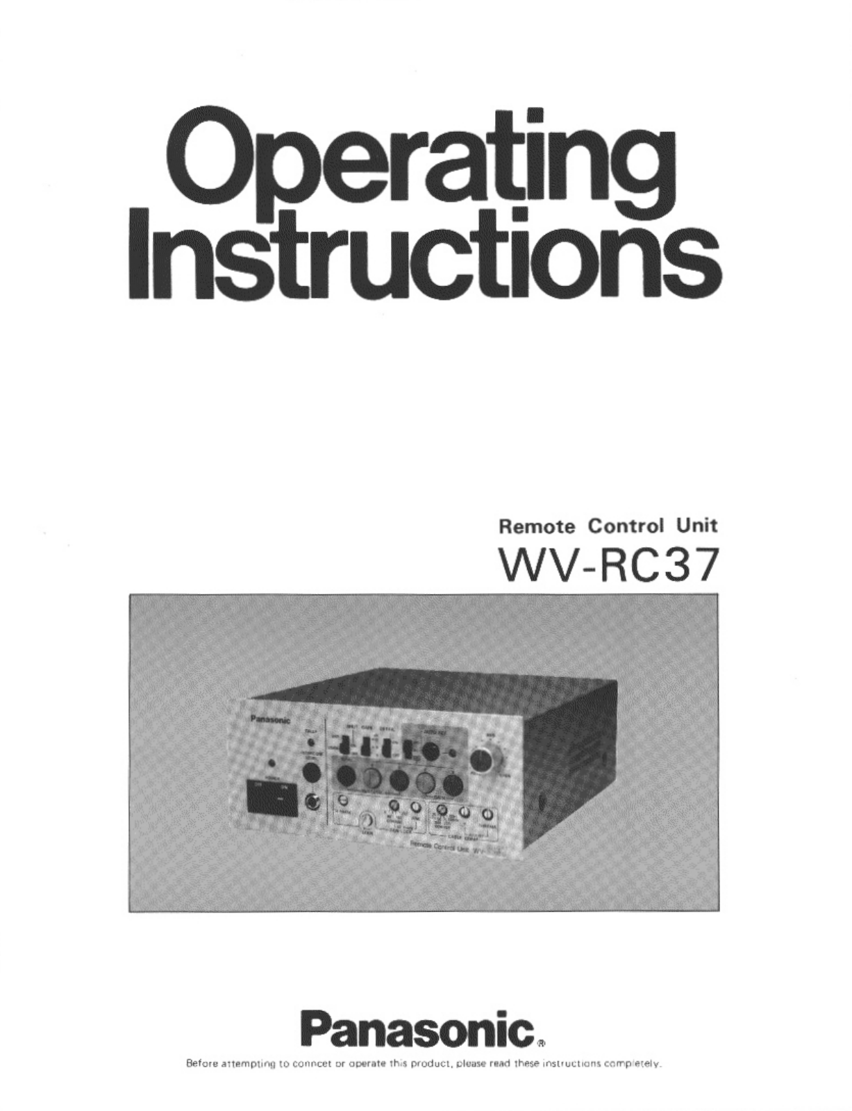 Panasonic WV-RC37 User Manual