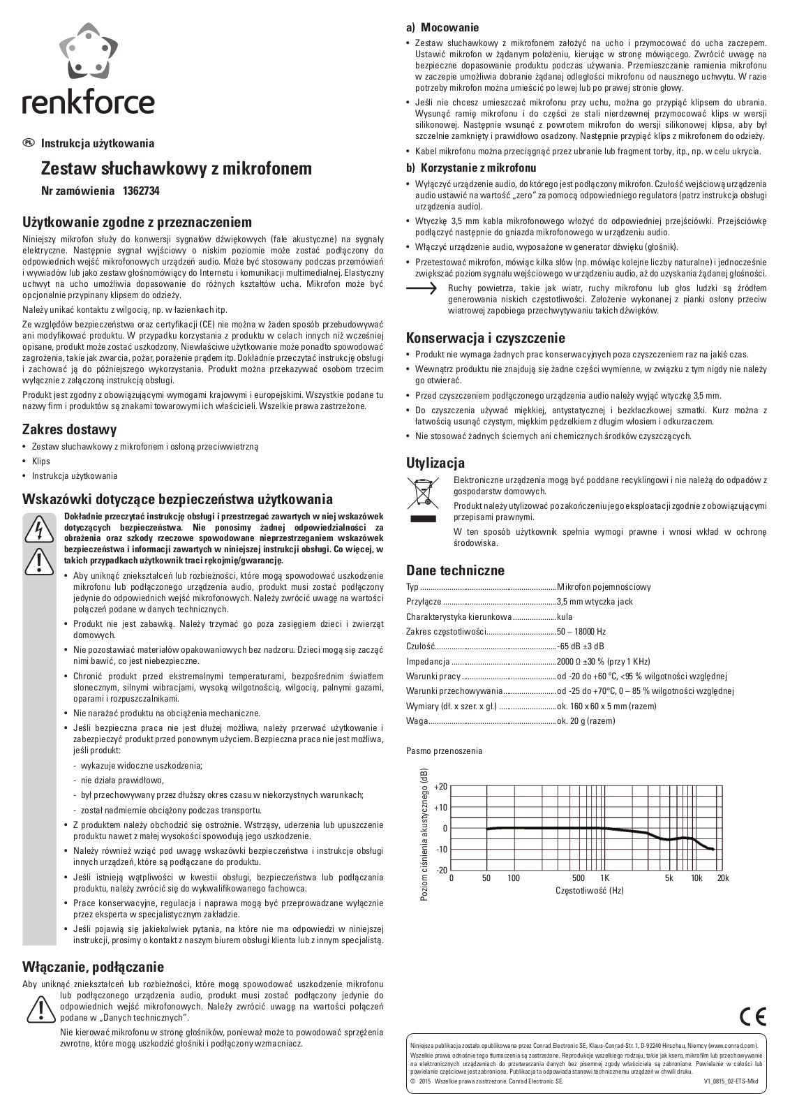 Renkforce 1362734 Operating Instructions