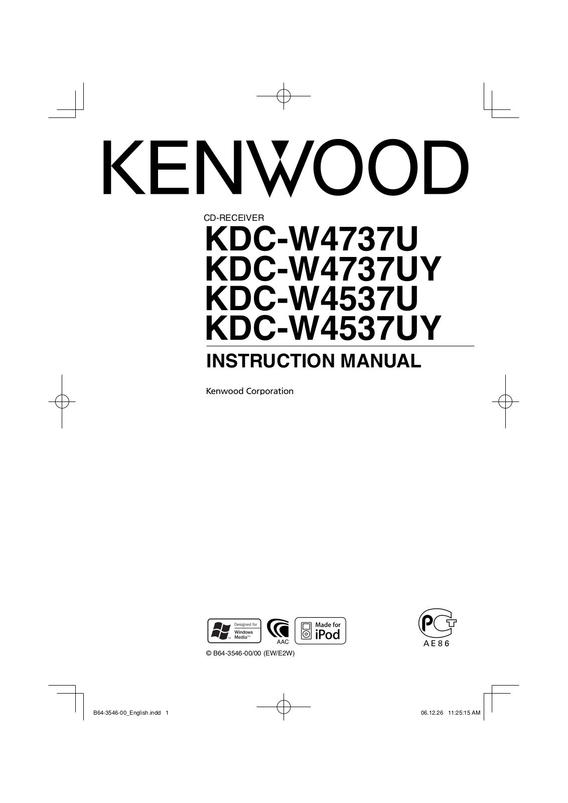 Kenwood KDC-W4537UAUG User Manual