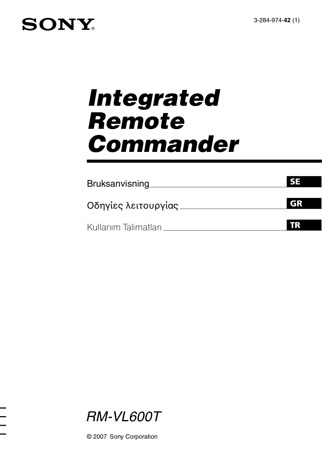 Sony RM-VL600T User Manual