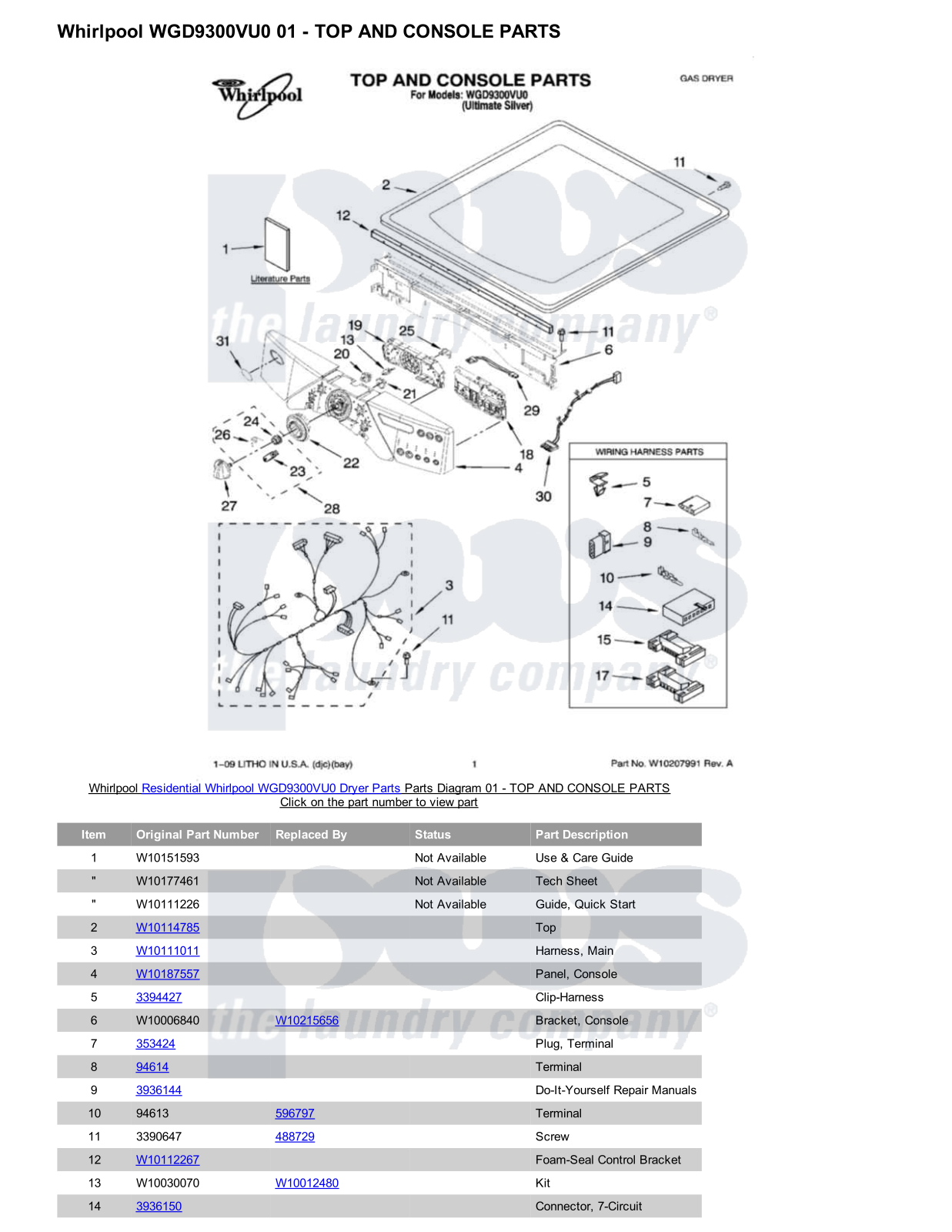 Whirlpool WGD9300VU0 Parts Diagram