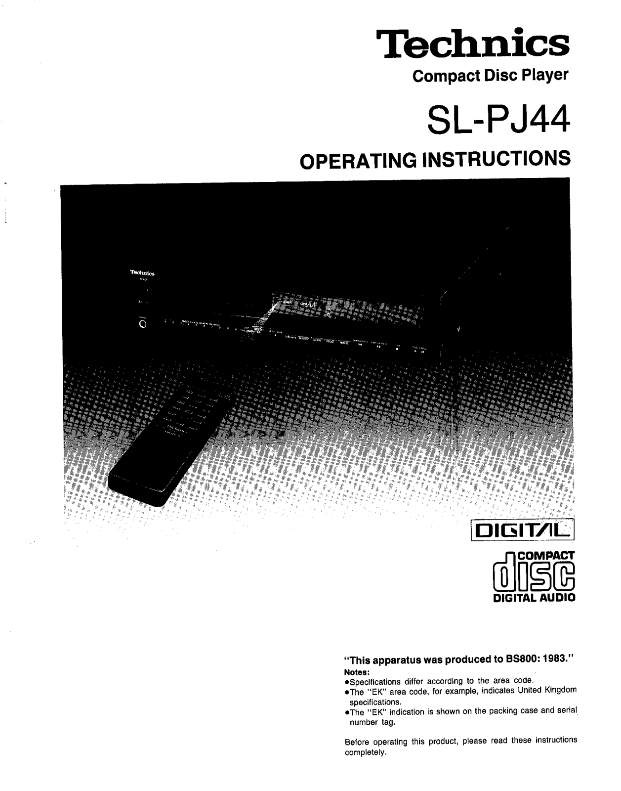 Panasonic SL-PJ44A User Manual