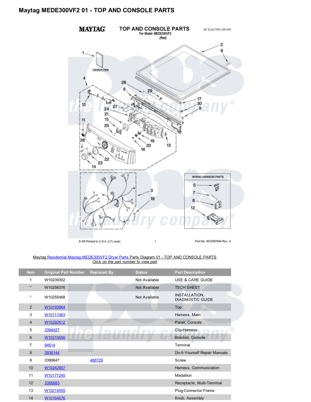 Maytag MEDE300VF2 Parts Diagram