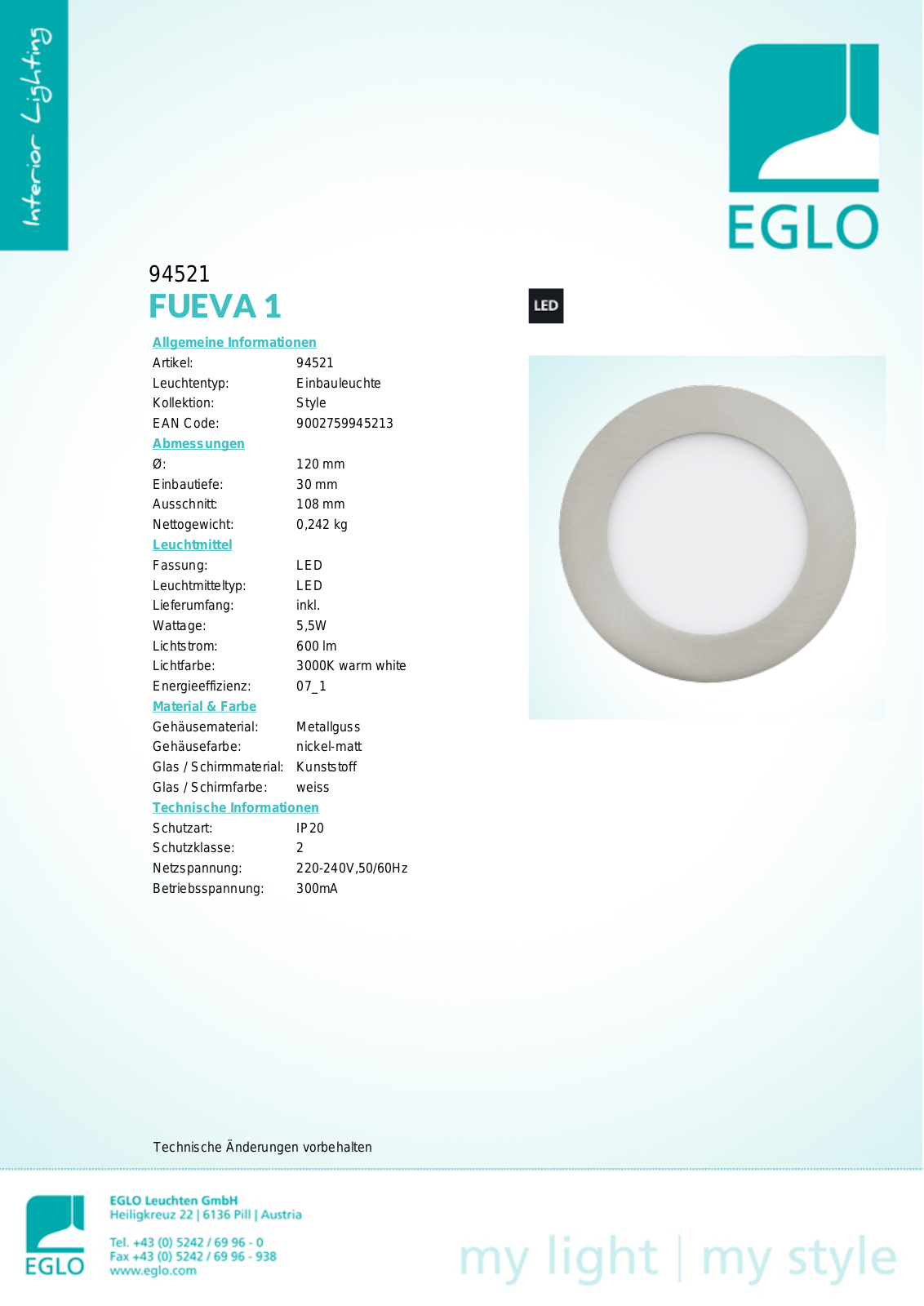 Eglo 94521 Service Manual