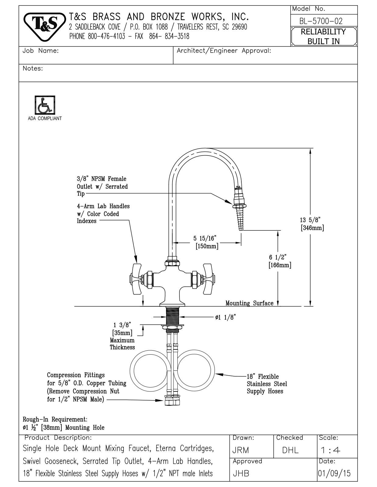 T&S Brass BL-5700-02 User Manual