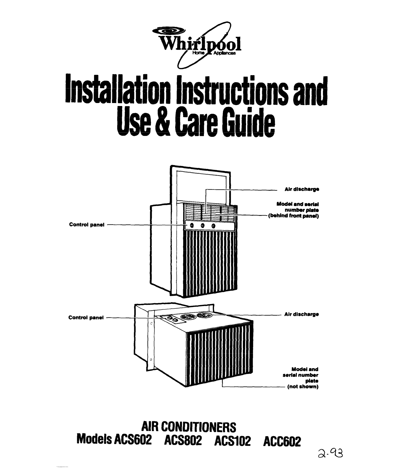 Whirlpool ACS602, ACSLOP, ACC602, ACS802 User Manual - ManualMachine.com