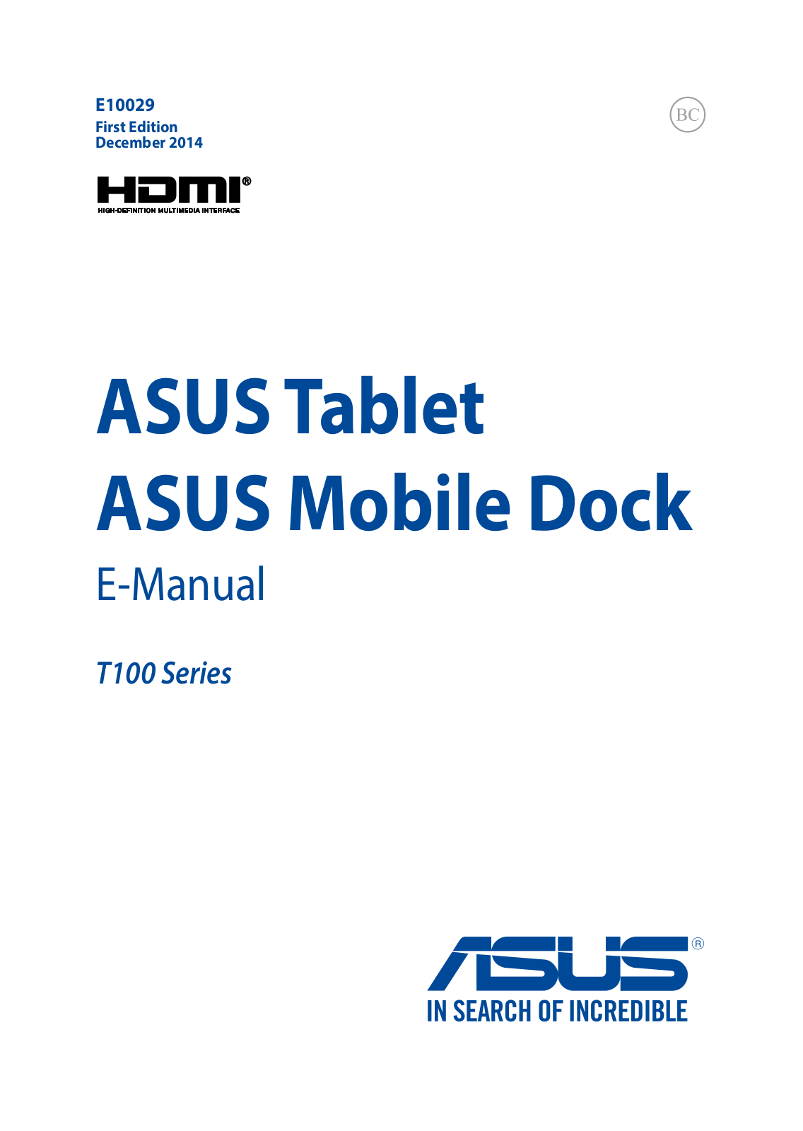 Asus R104TAF, H100TAL, Y100TAF, T100TAL, T100TAF User Manual