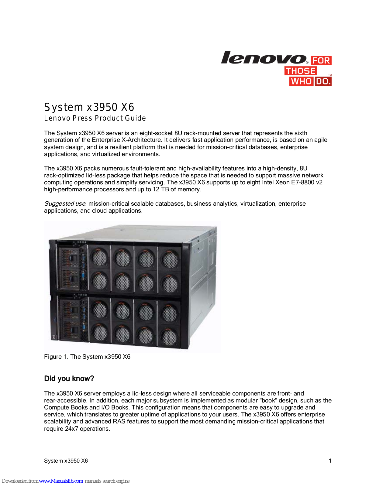 Lenovo System x3950 X6 Product Manual