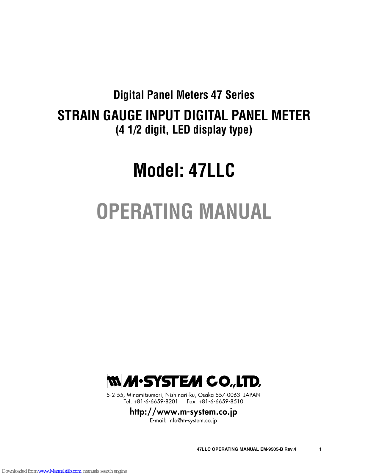 M-system 47LLC Operating Manual - ManualMachine.com