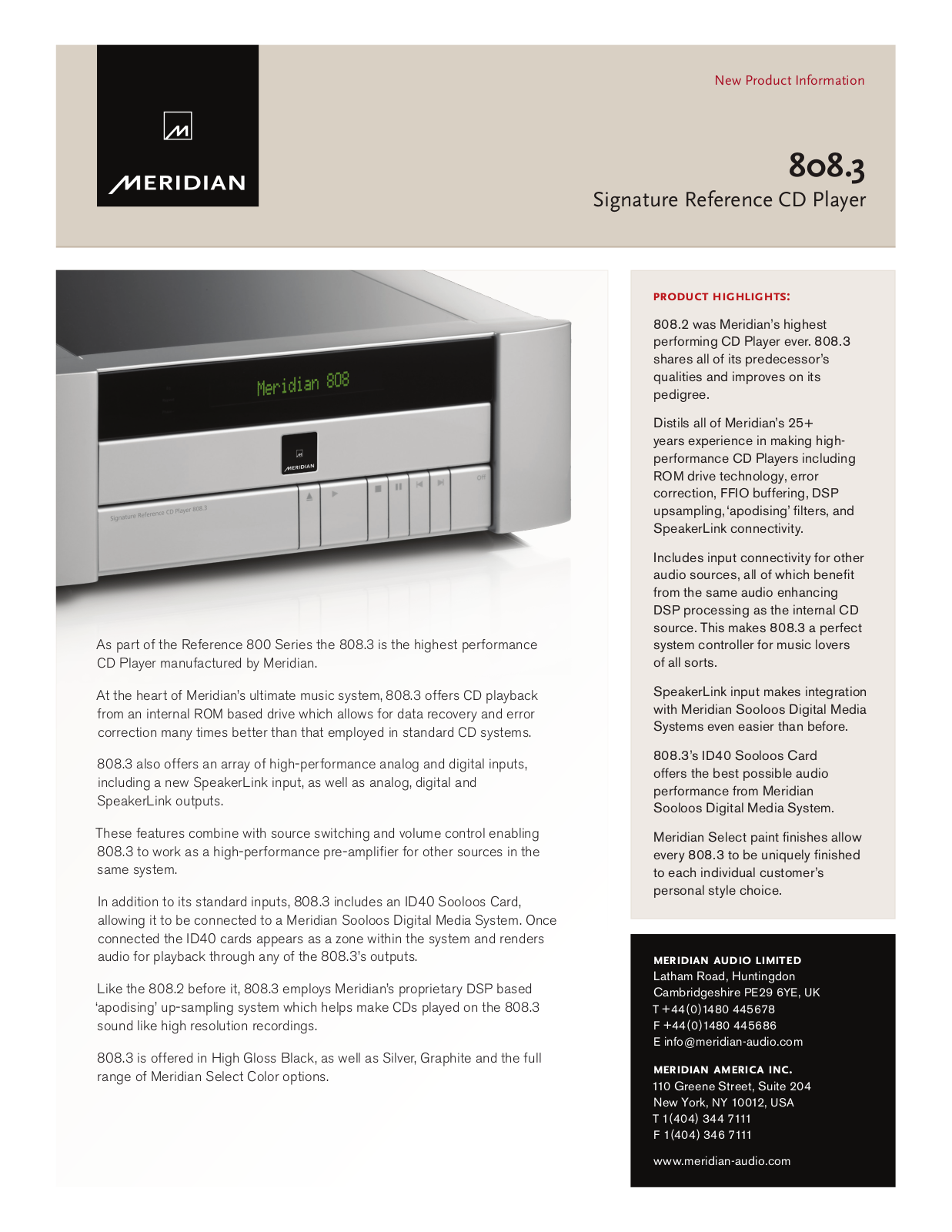 MERIDIAN AUDIO 808.3 Technical user guide - ManualMachine.com