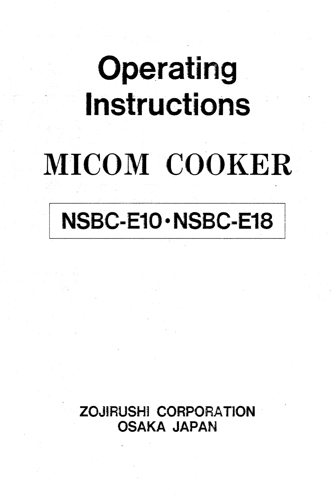 Zojirushi NSBC-E Owner's Manual