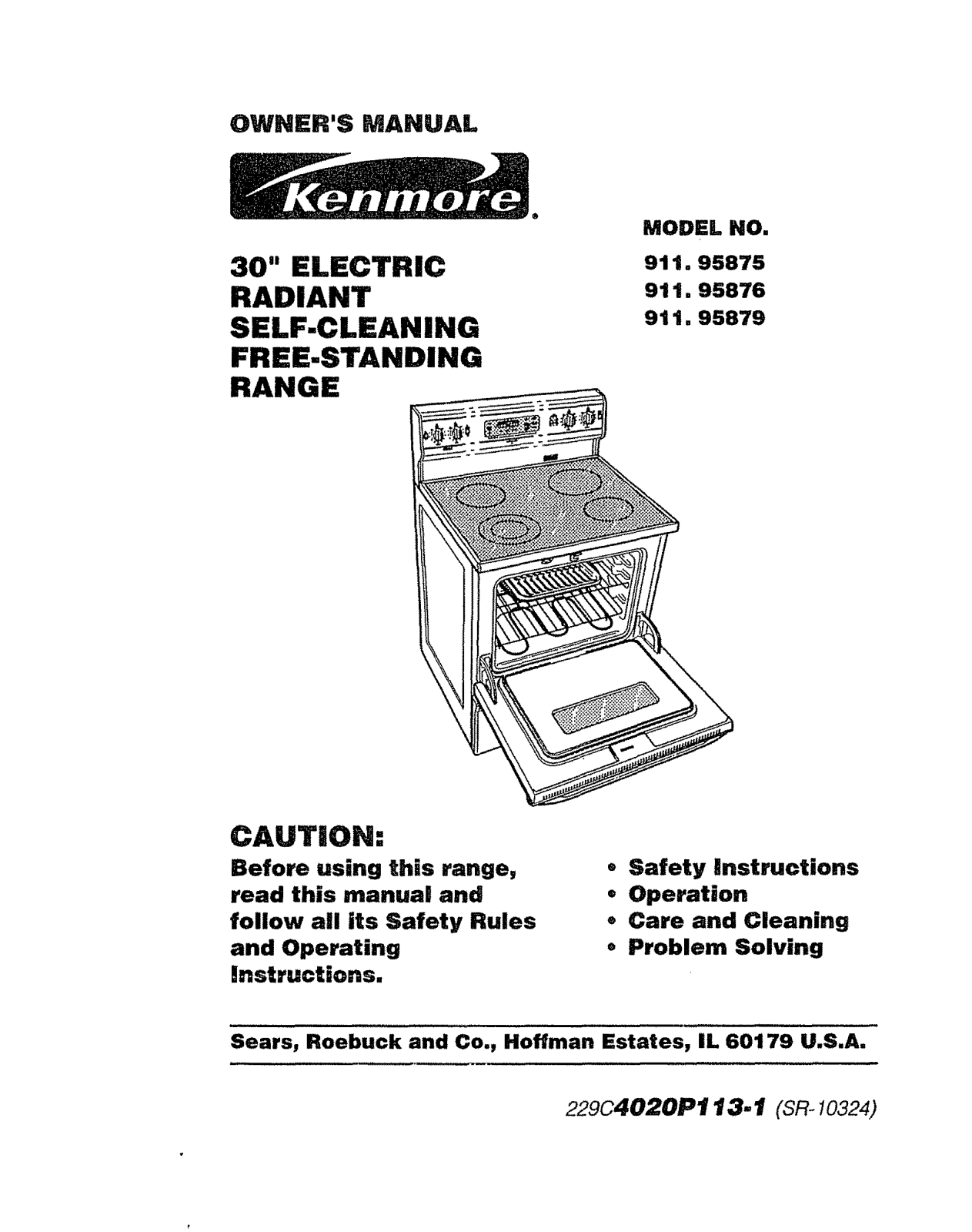 Kenmore 91195875790, 91195876790, 91195879790 Owner’s Manual