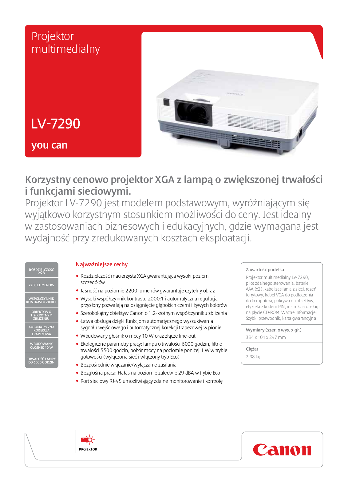 Canon LV-7290 BROCHURE