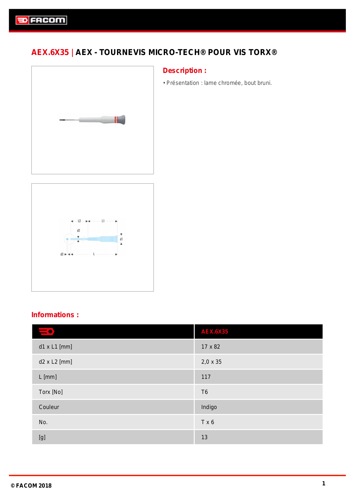 Facom AEX.6X35 Specification - ManualMachine.com