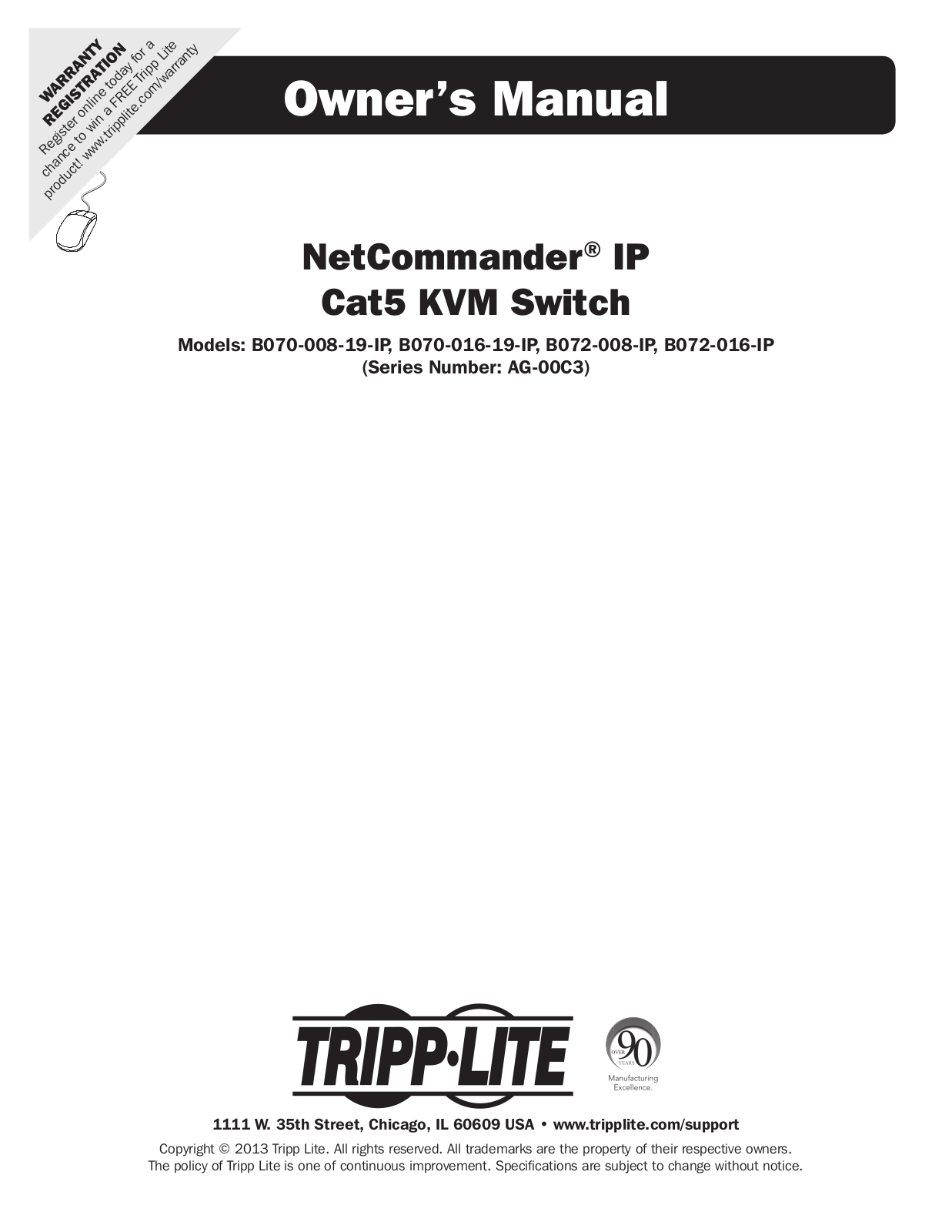 Tripp Lite B070-016-19-IP, B072-016-IP, B072-008-IP, B070-008-19-IP User Manual