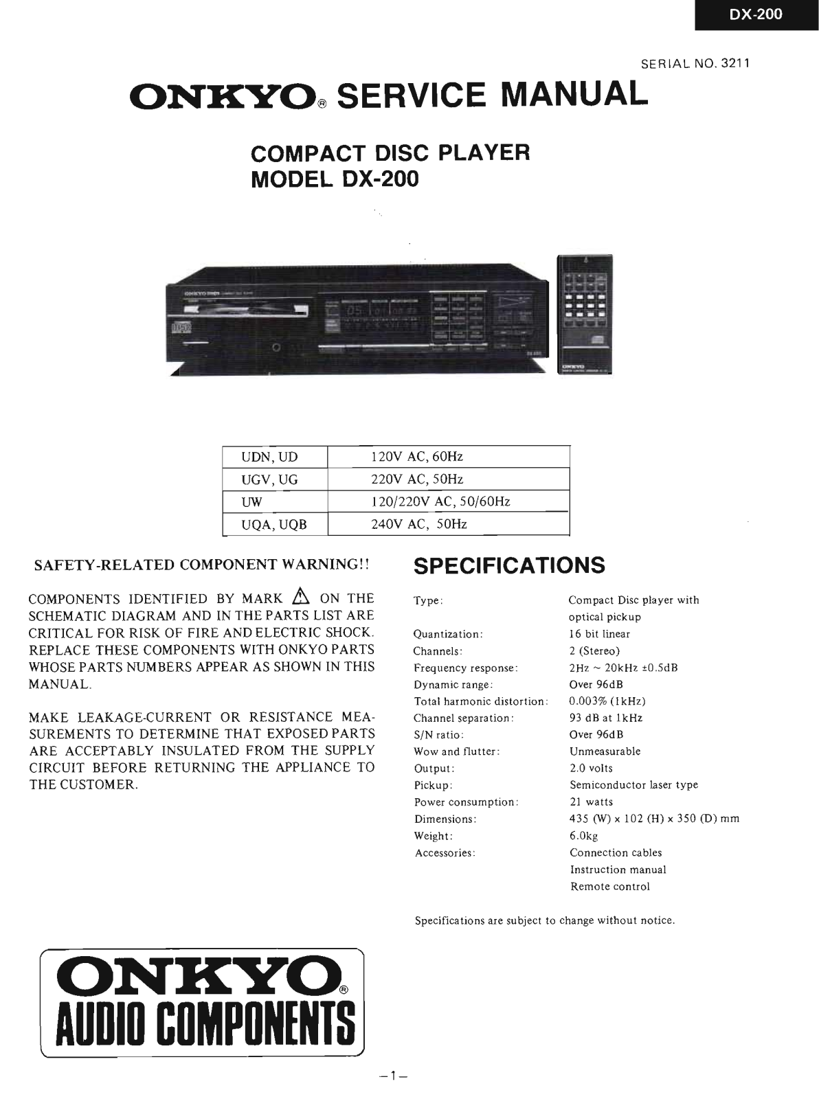 Onkyo DX-200 Service Manual