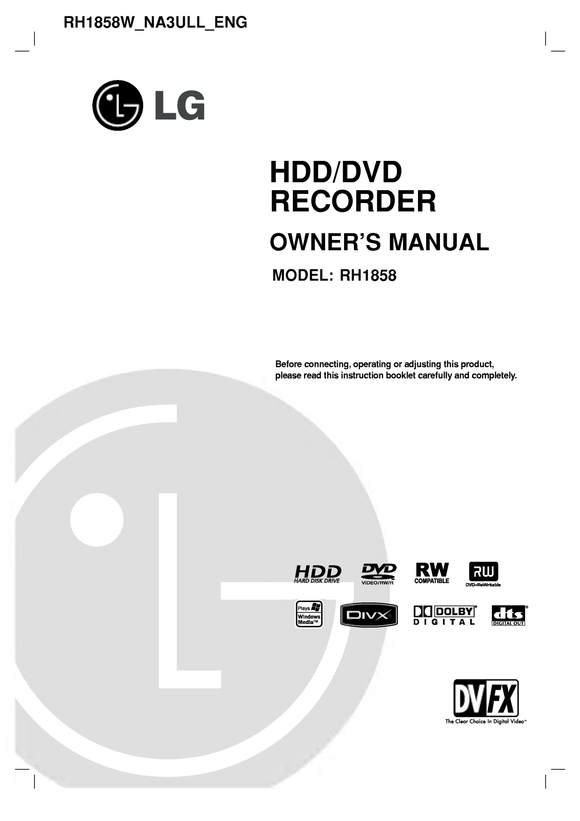 LG RH1858B Manual book