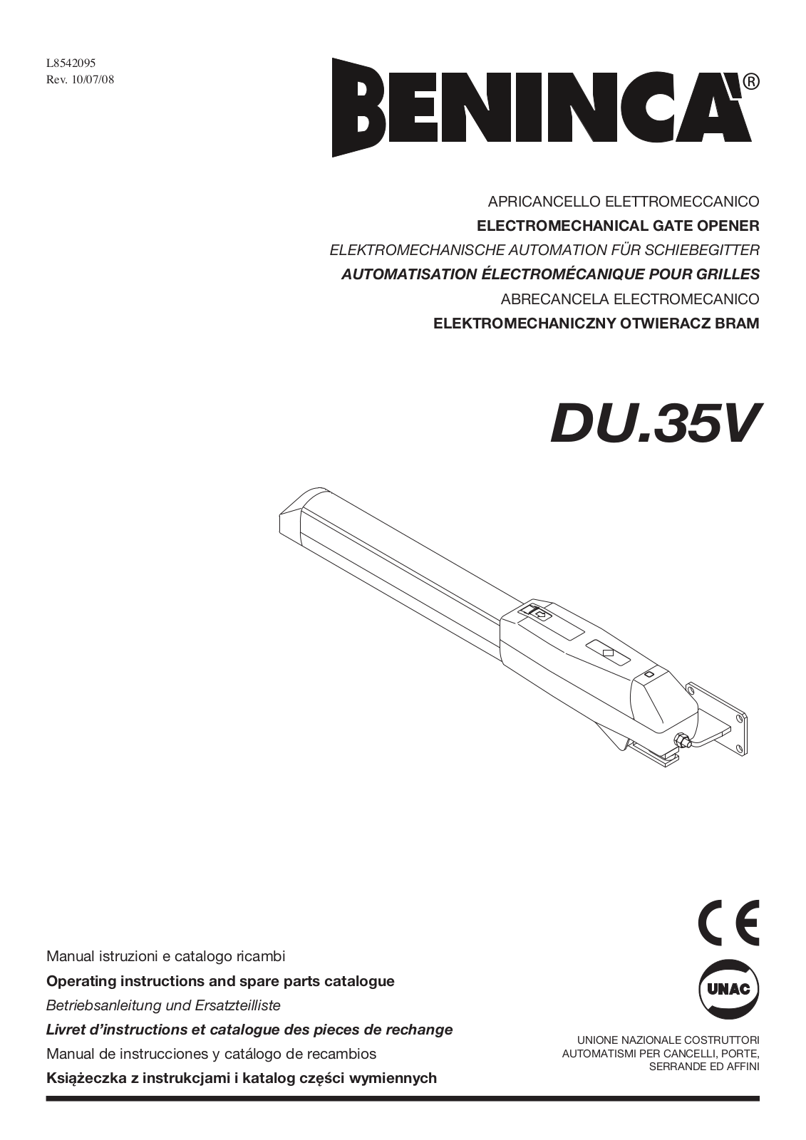 Beninca DU35V User Manual