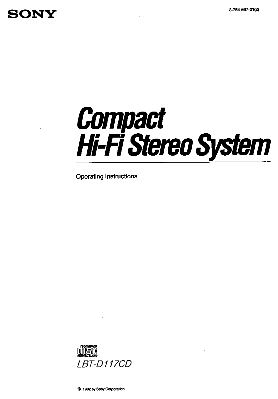 Sony D117, D117CD User Manual