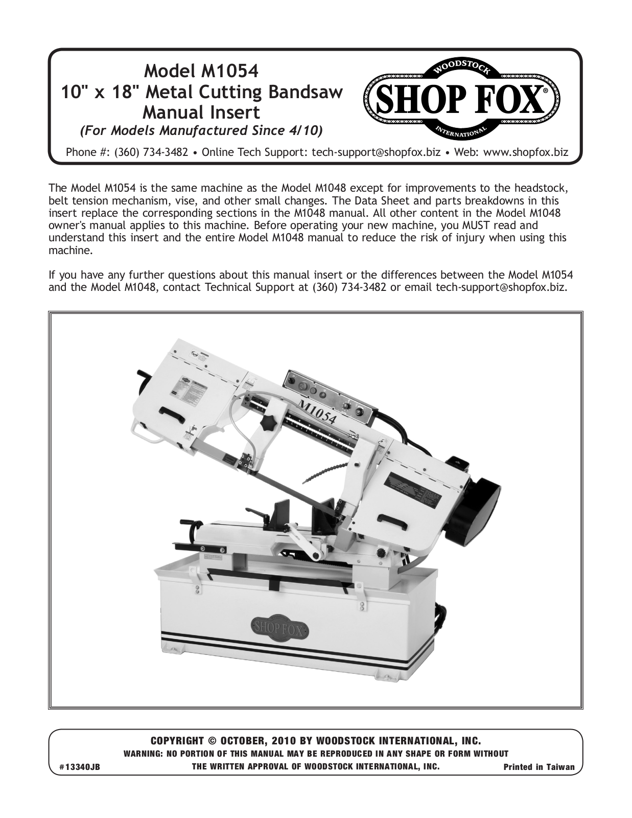 Woodstock M1054 User Manual