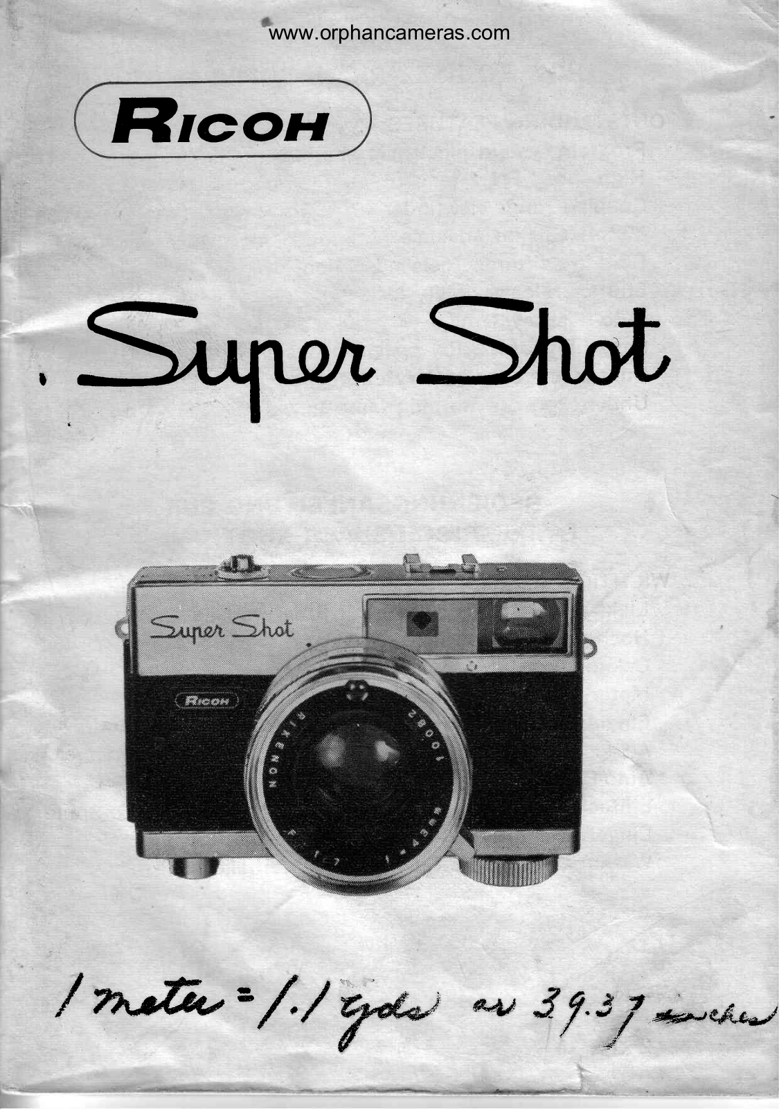 Ricoh Super Shot Operating Instructions